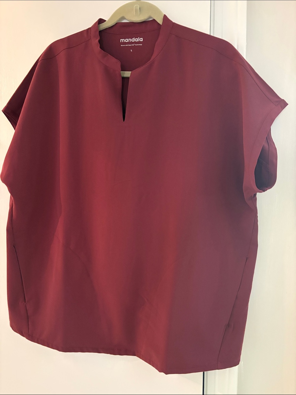 Mandala Women's Burgendy Split-Neck Blouse